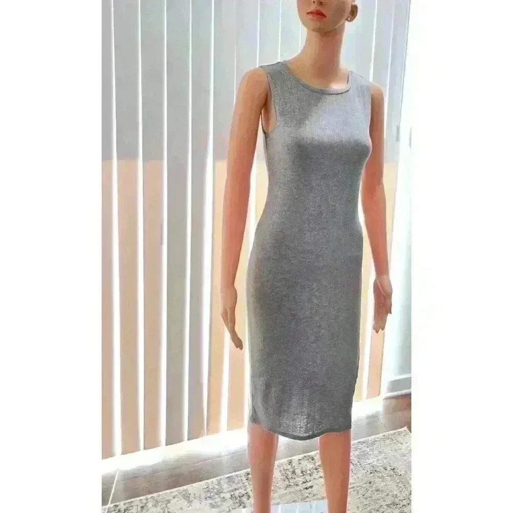 Sleek Sleeveless Ribbed Midi Dress